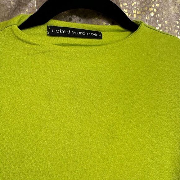 Naked Wardrobe Bright Lime Green Long Sleeve Bodysuit Small - Picture 4 of 7
